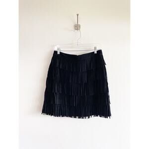 Kate Spade Daniele Genuine Suede Leather Fringe Mini Skirt Black Size 10 $798